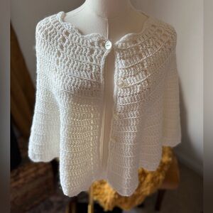 Chic White Crochet Poncho